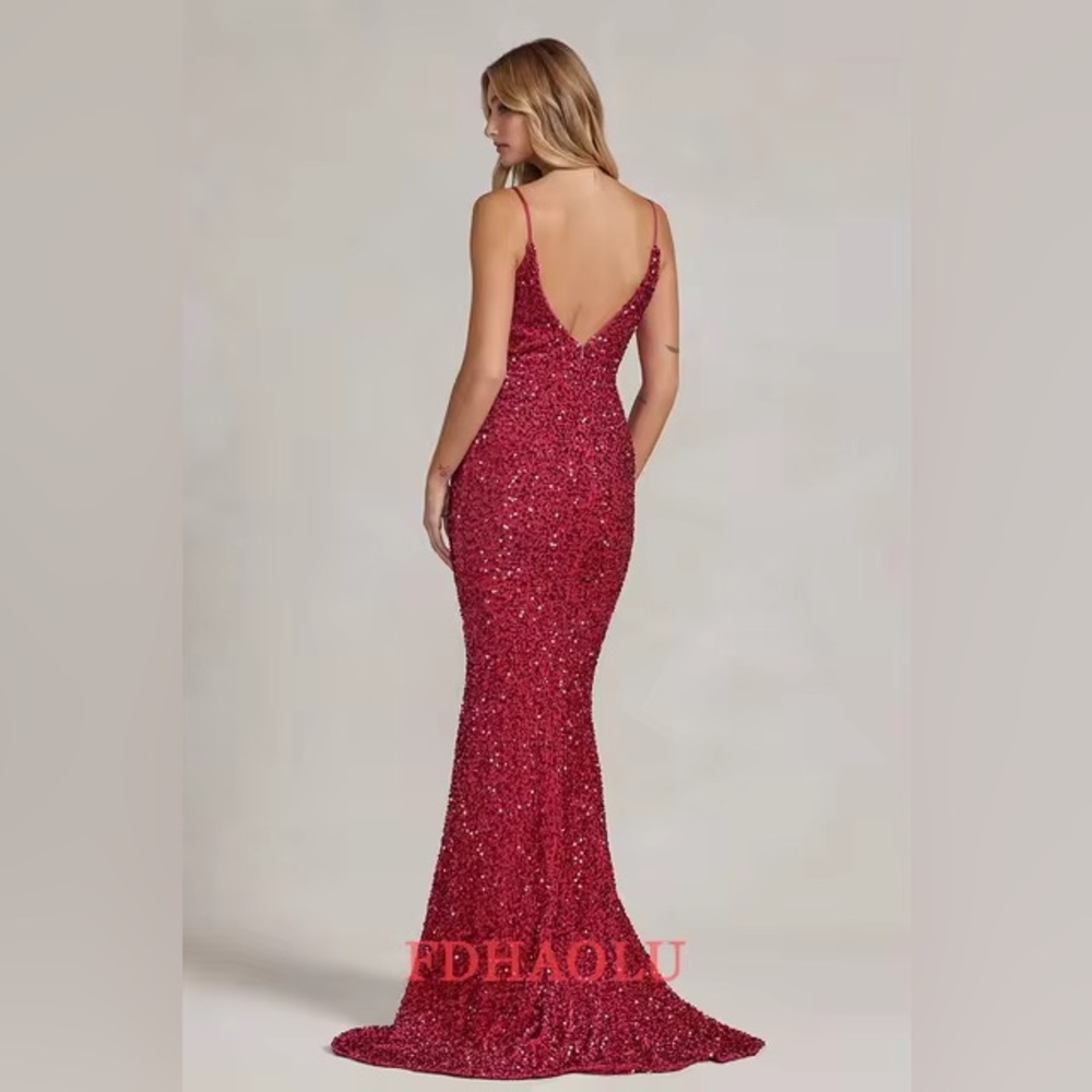 Prom Dress Glamorous Backless Sequin Dress Fuschia Size 10